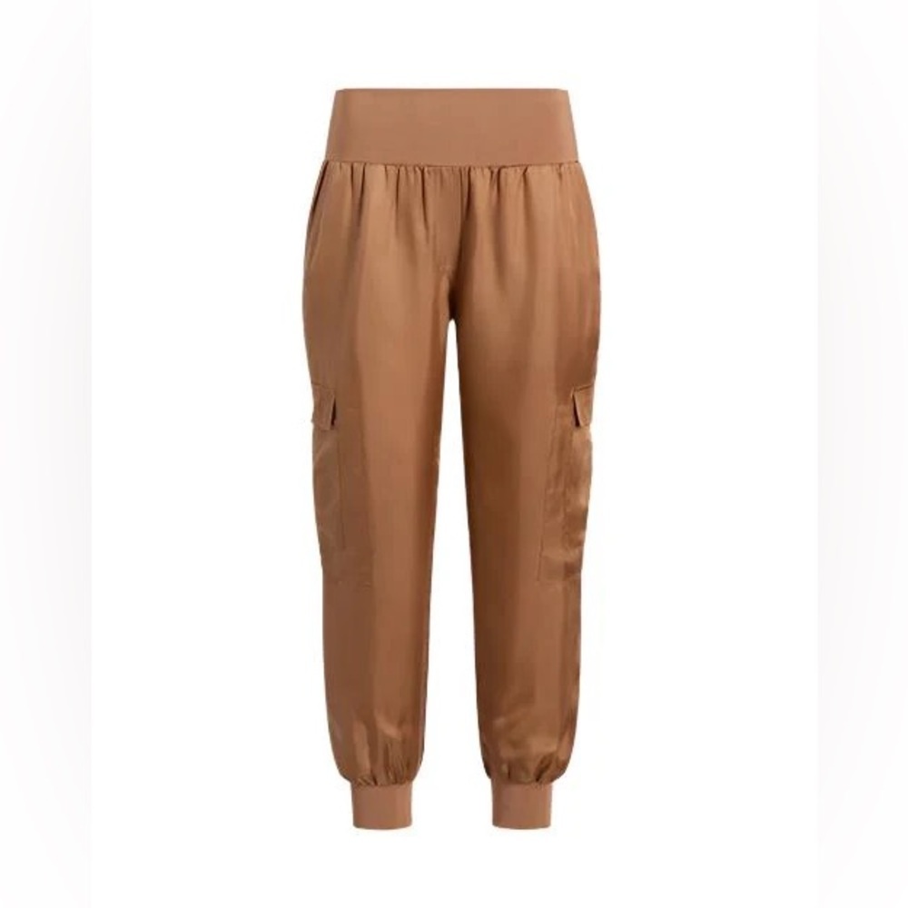 Cinq à Sept Brown Giles Cupro Crop Cargo Joggers